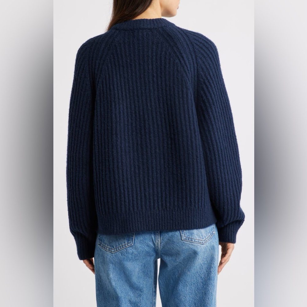 MADEWELL Rib Cotton Blend Sweater Navy - Picture 2 of 5